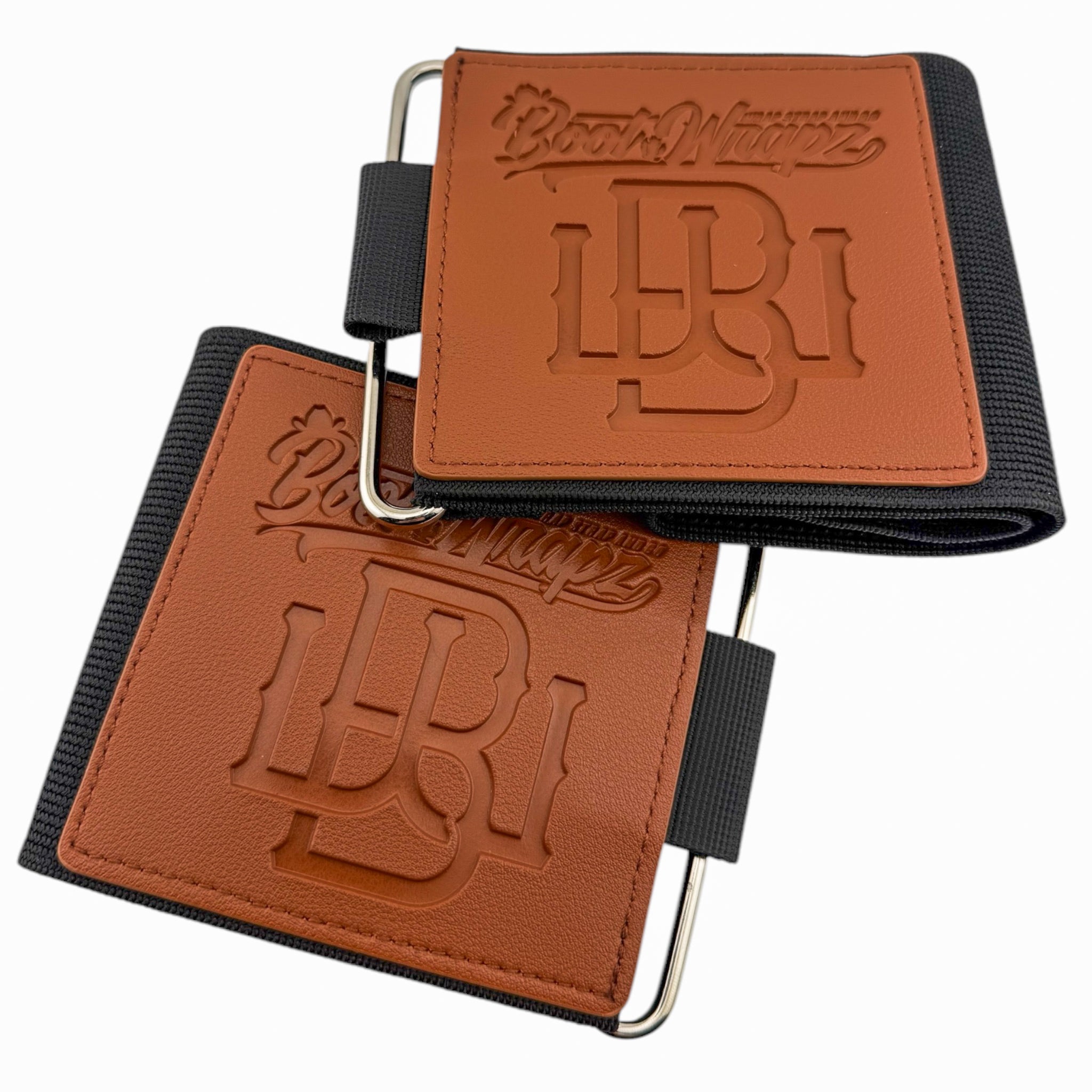 Cowboy bootstraps - black elastic with leather logo patch