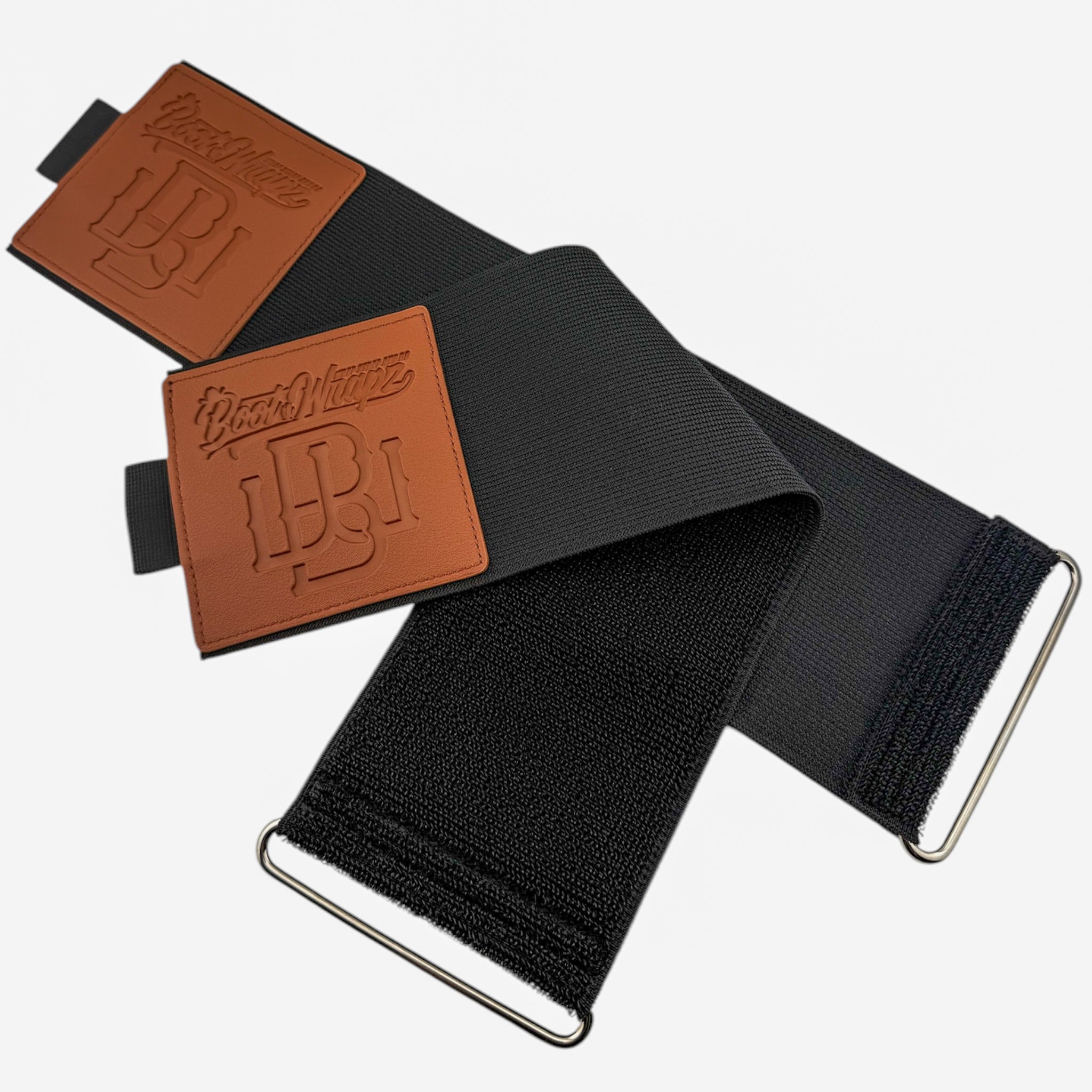 Cowboy bootstraps - black elastic with leather logo patch