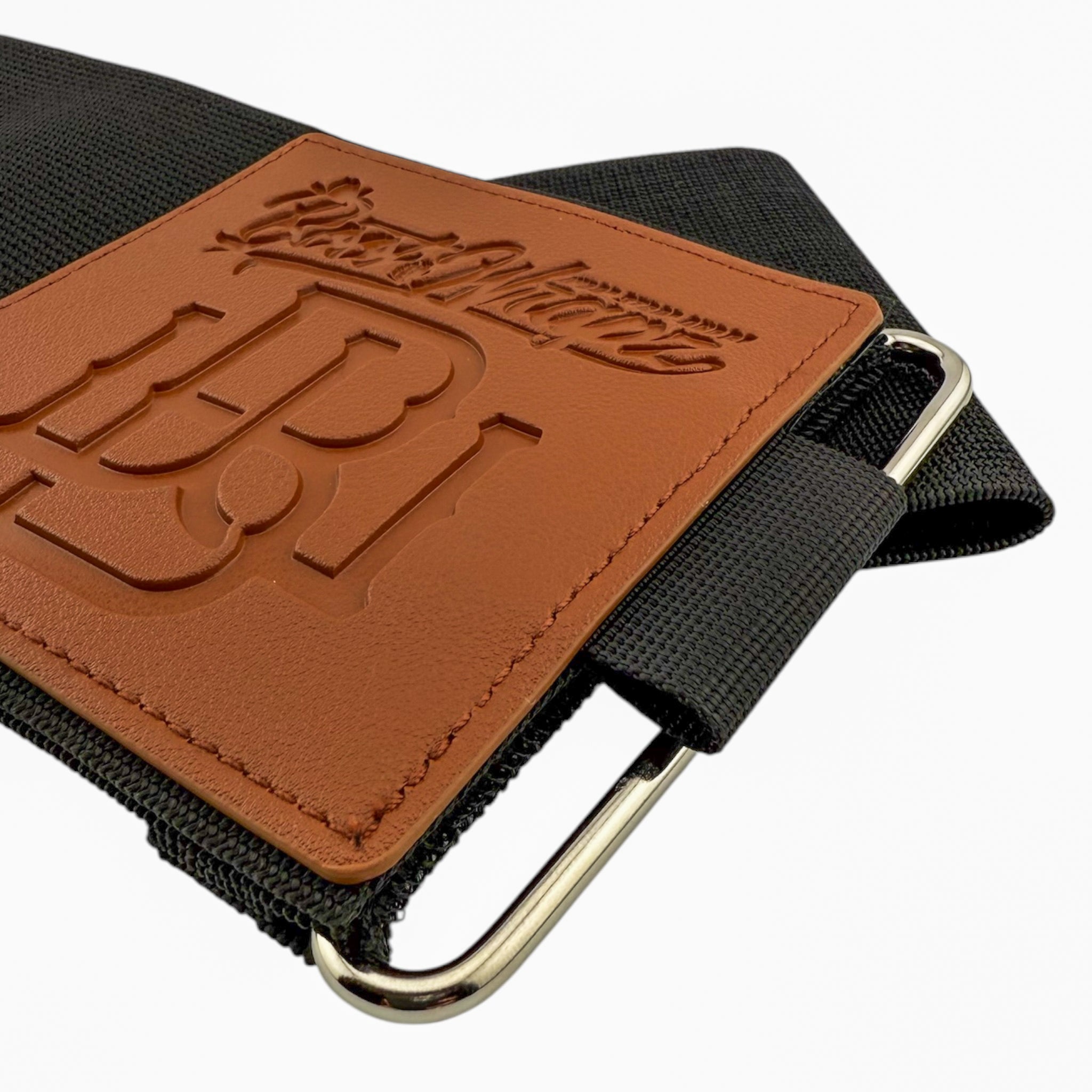 Cowboy bootstraps - black elastic with leather logo patch